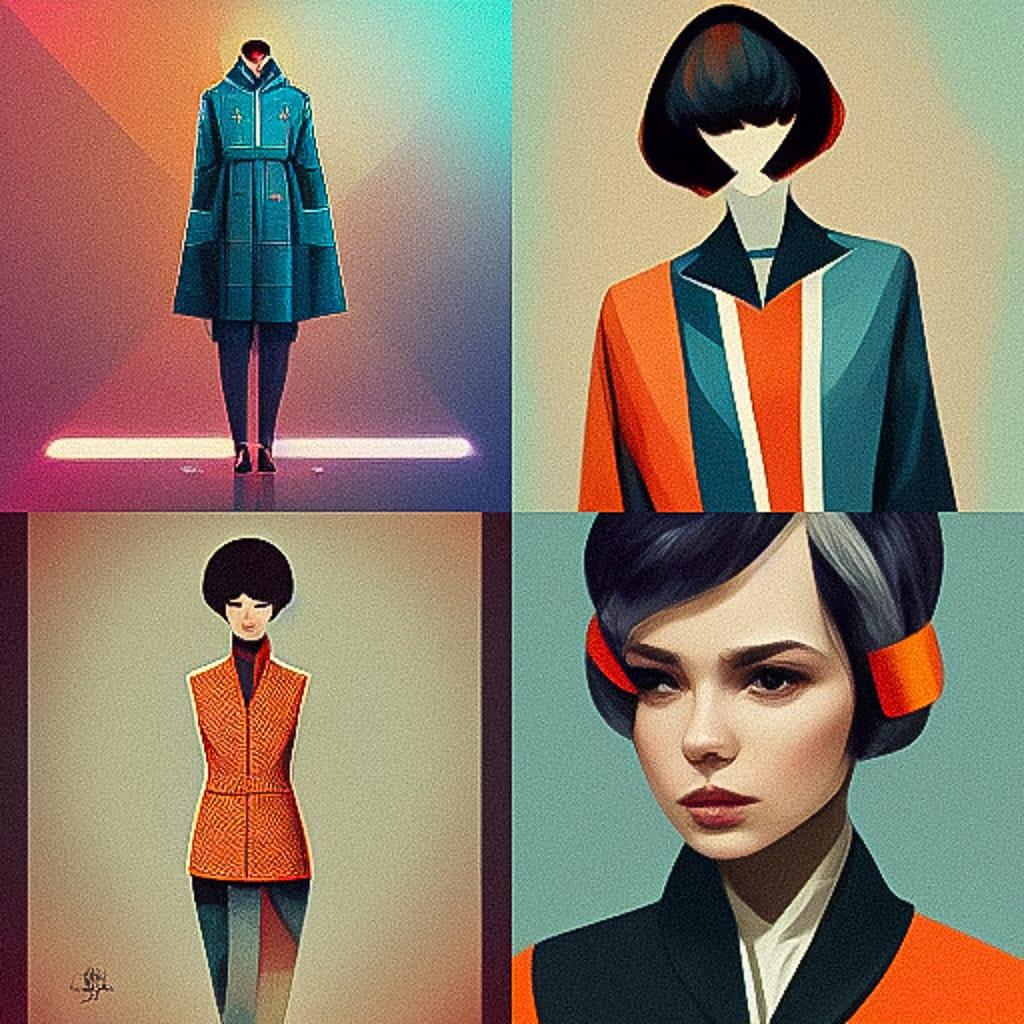 Mod fashion style, Midjourney V3, render 1 of 4