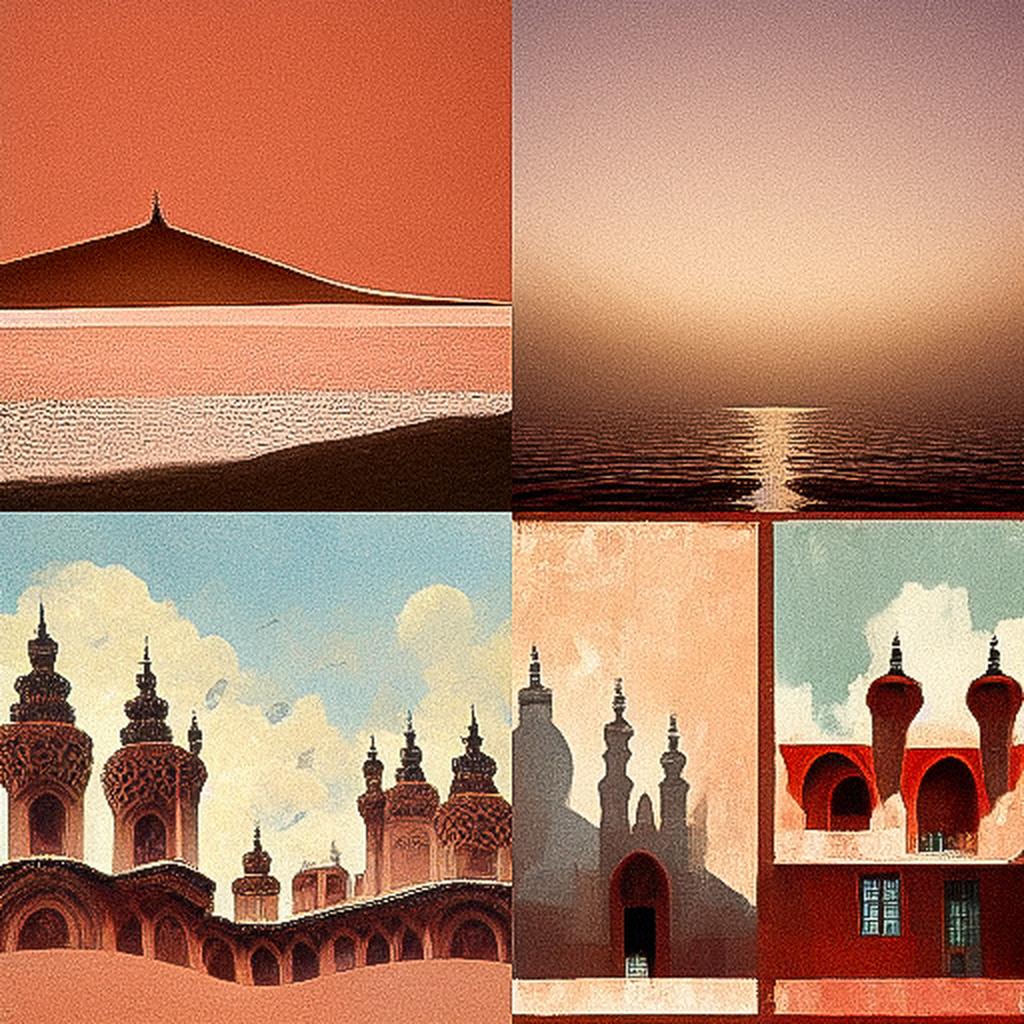 Moorish architecture style, Midjourney V3, render 1 of 4