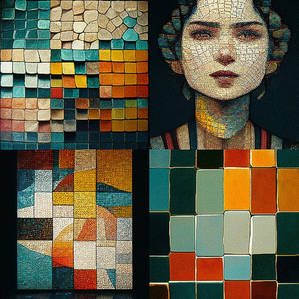 Mosaic style, Midjourney V3, render 1 of 4