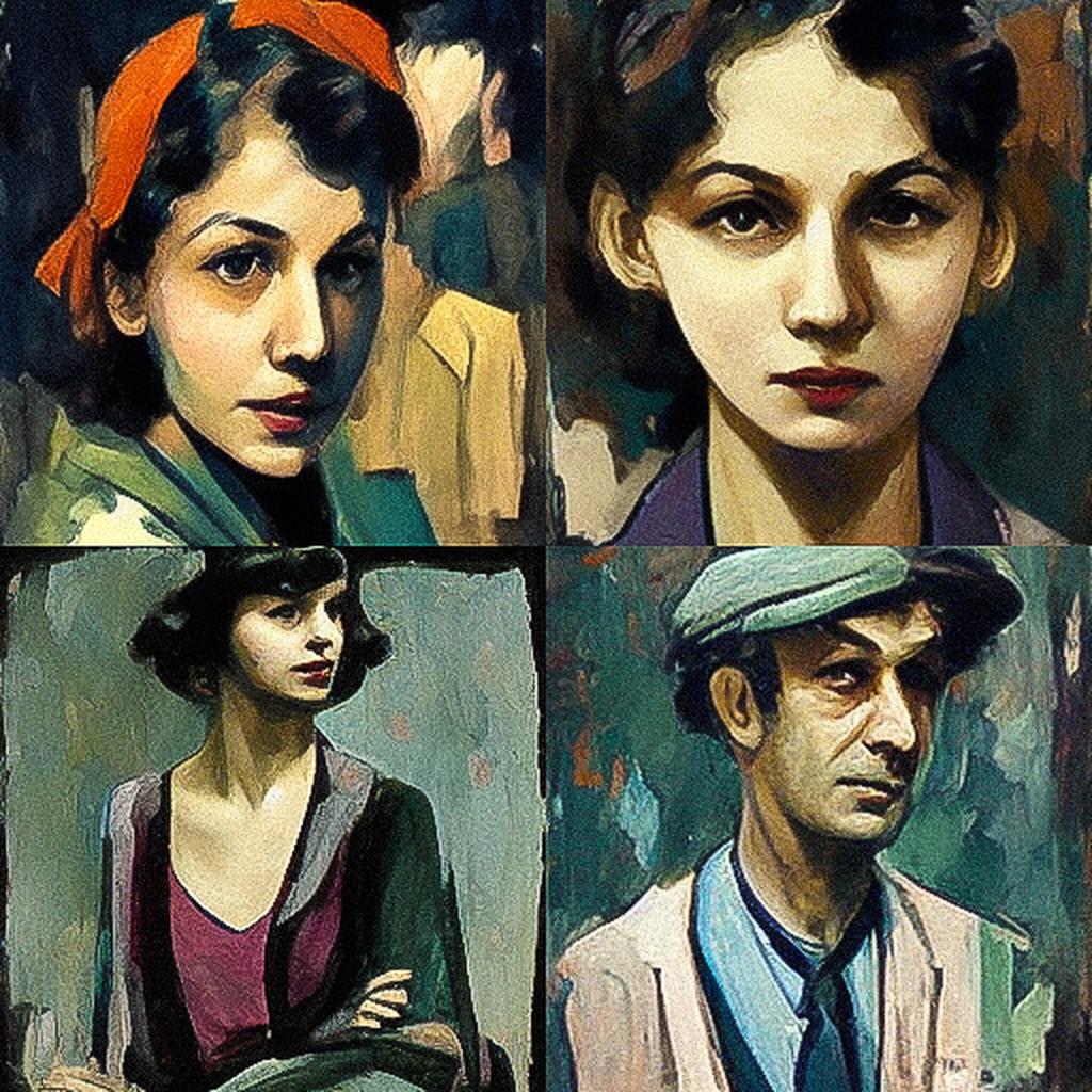 Moses Soyer style, Midjourney V3, render 1 of 4