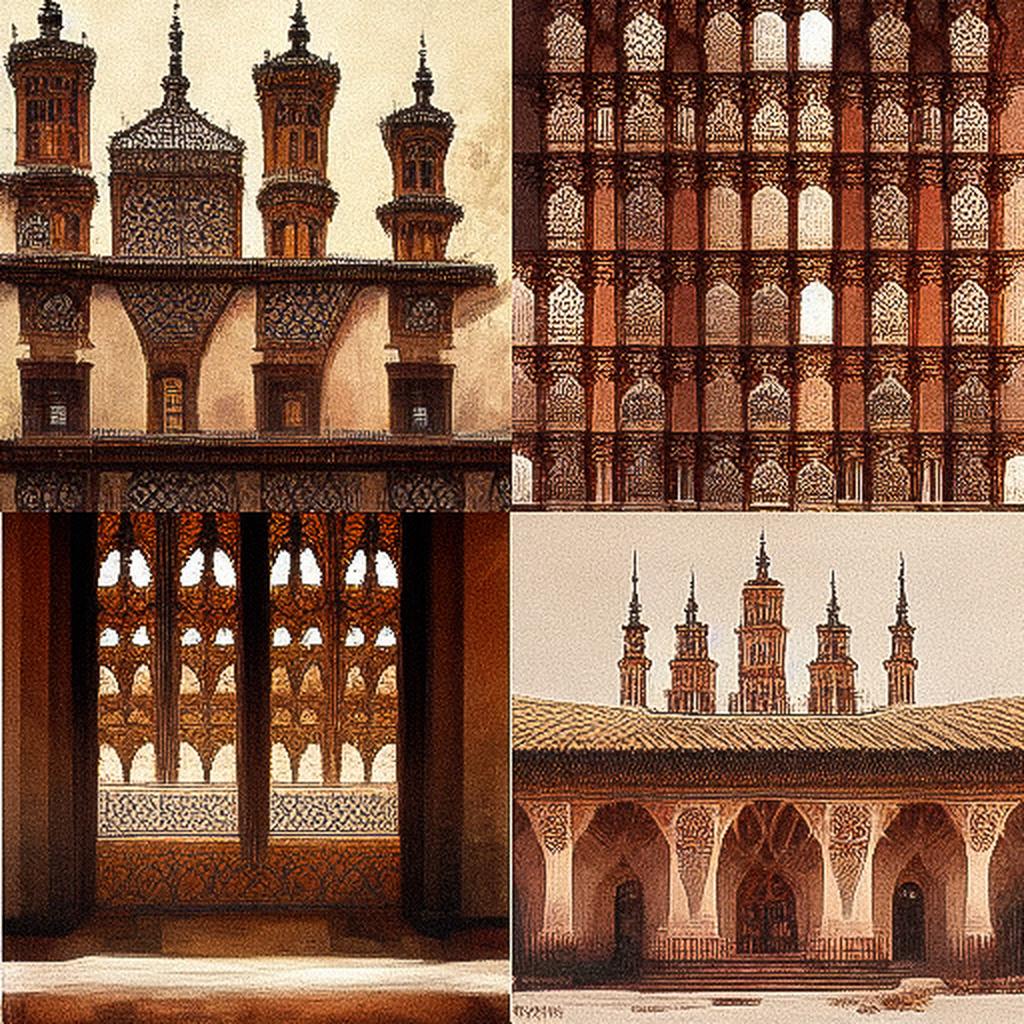 Mudejar architecture style, Midjourney V3, render 1 of 4