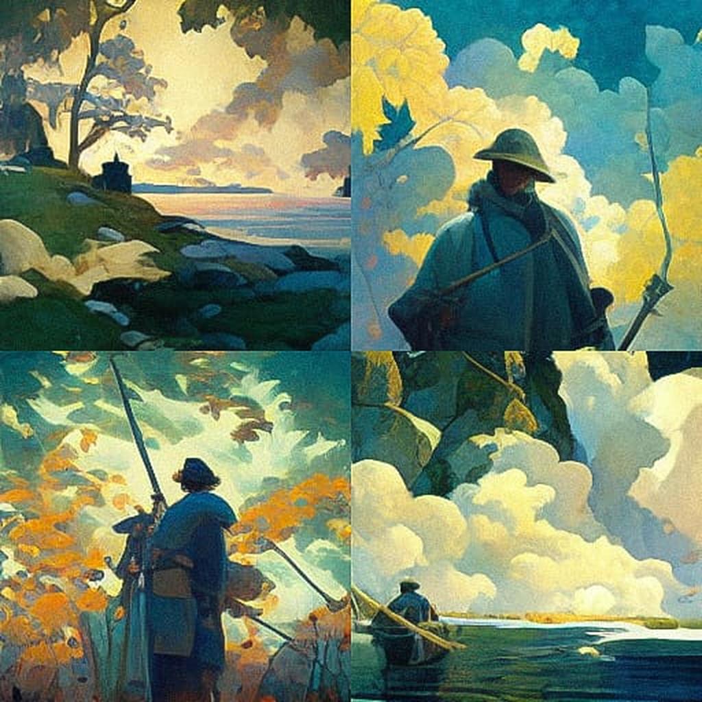 N. C. Wyeth style, Midjourney V3, render 1 of 4