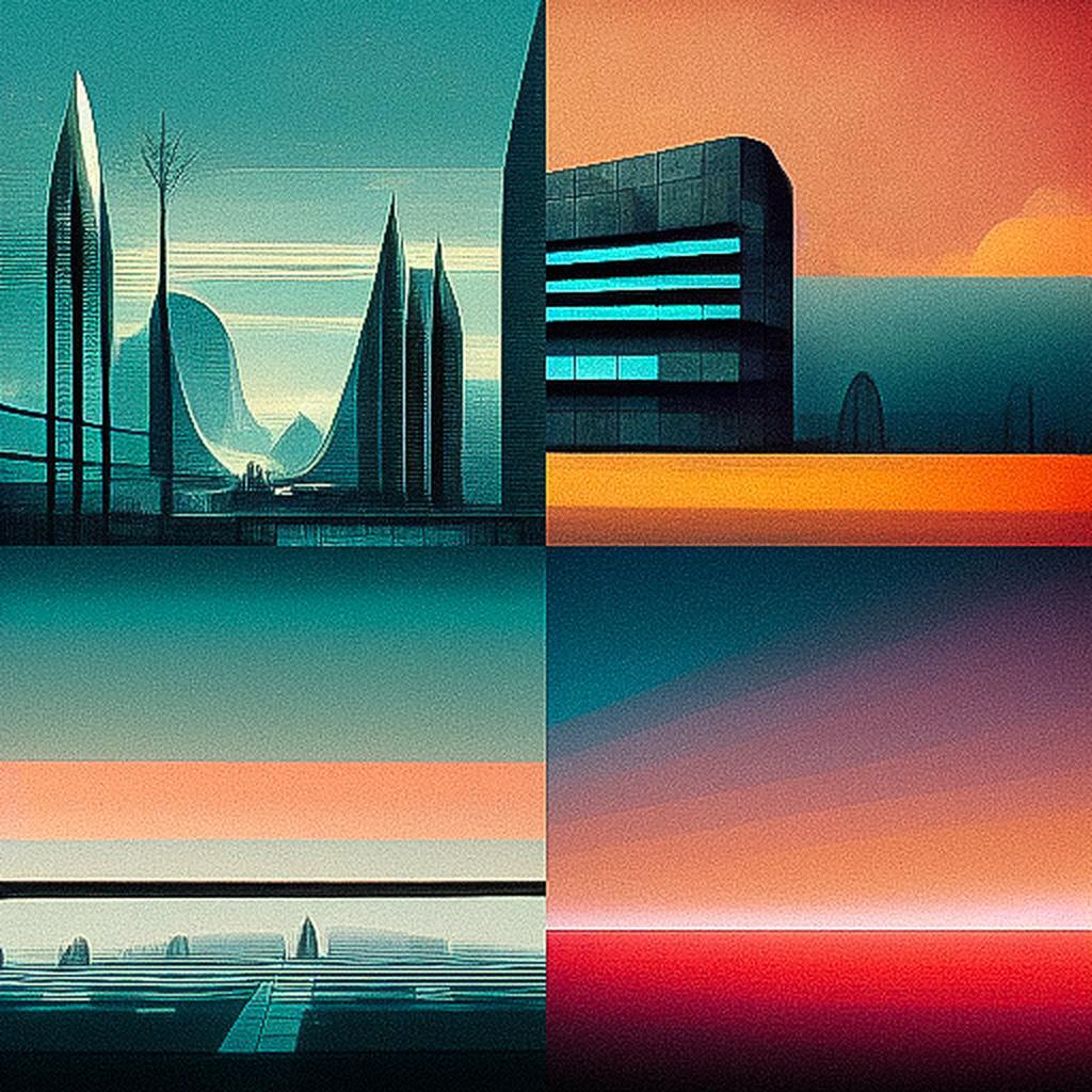 Neofuturist architecture style, Midjourney V3, render 1 of 4