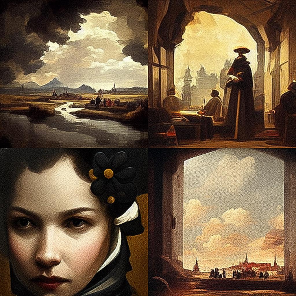 Nicolaes Maes style, Midjourney V3, render 1 of 4