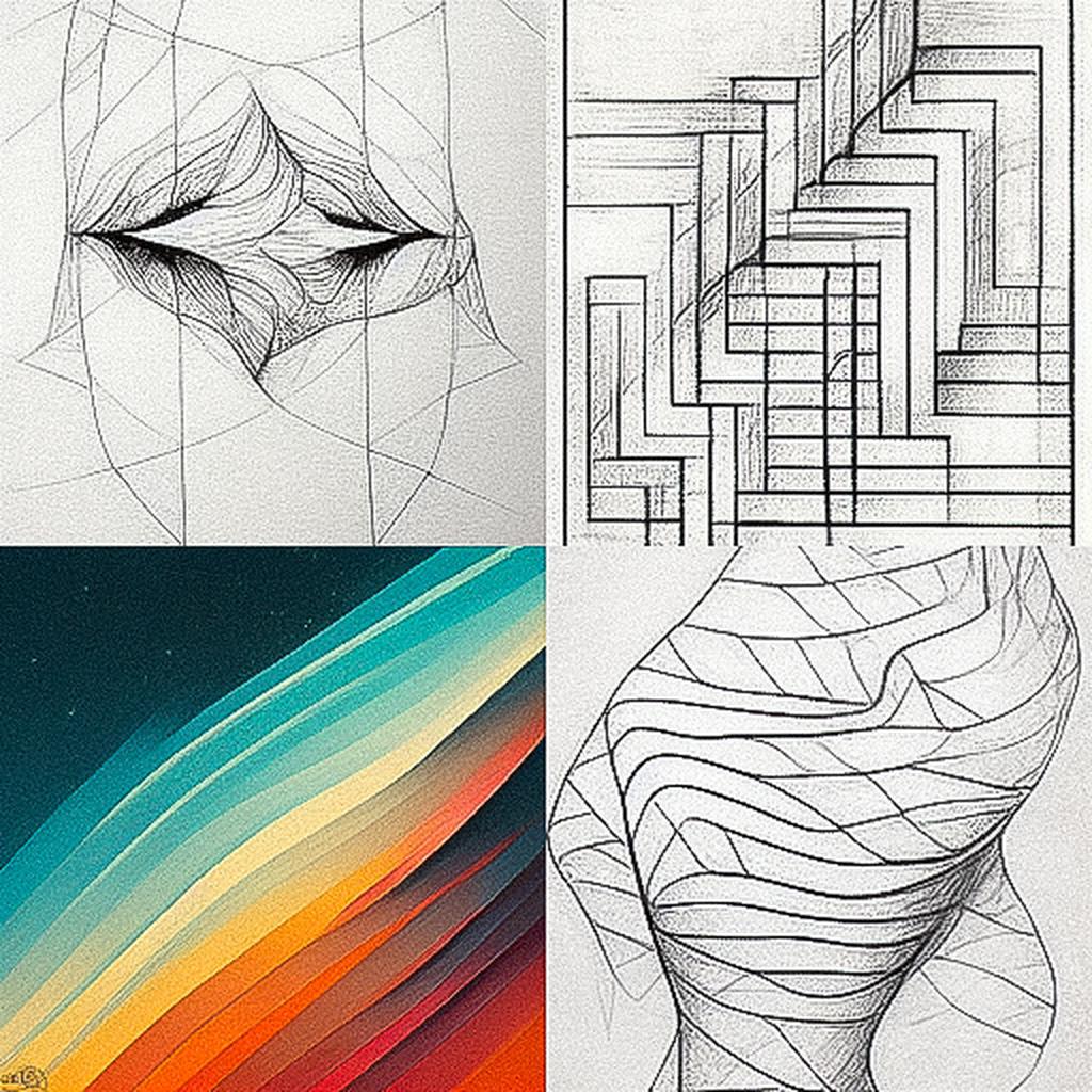 One line art style, Midjourney V3, render 1 of 4