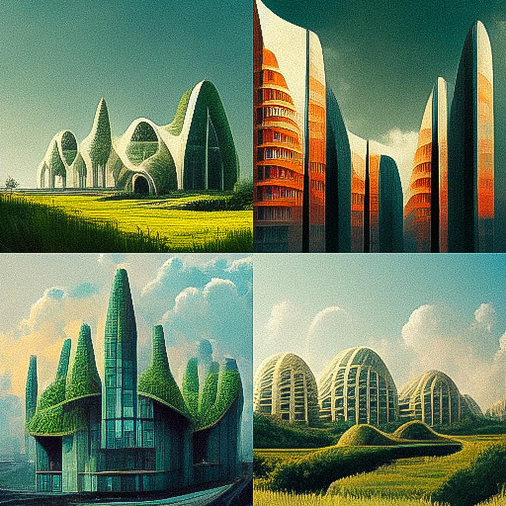 Organic architecture style, Midjourney V3, render 1 of 4