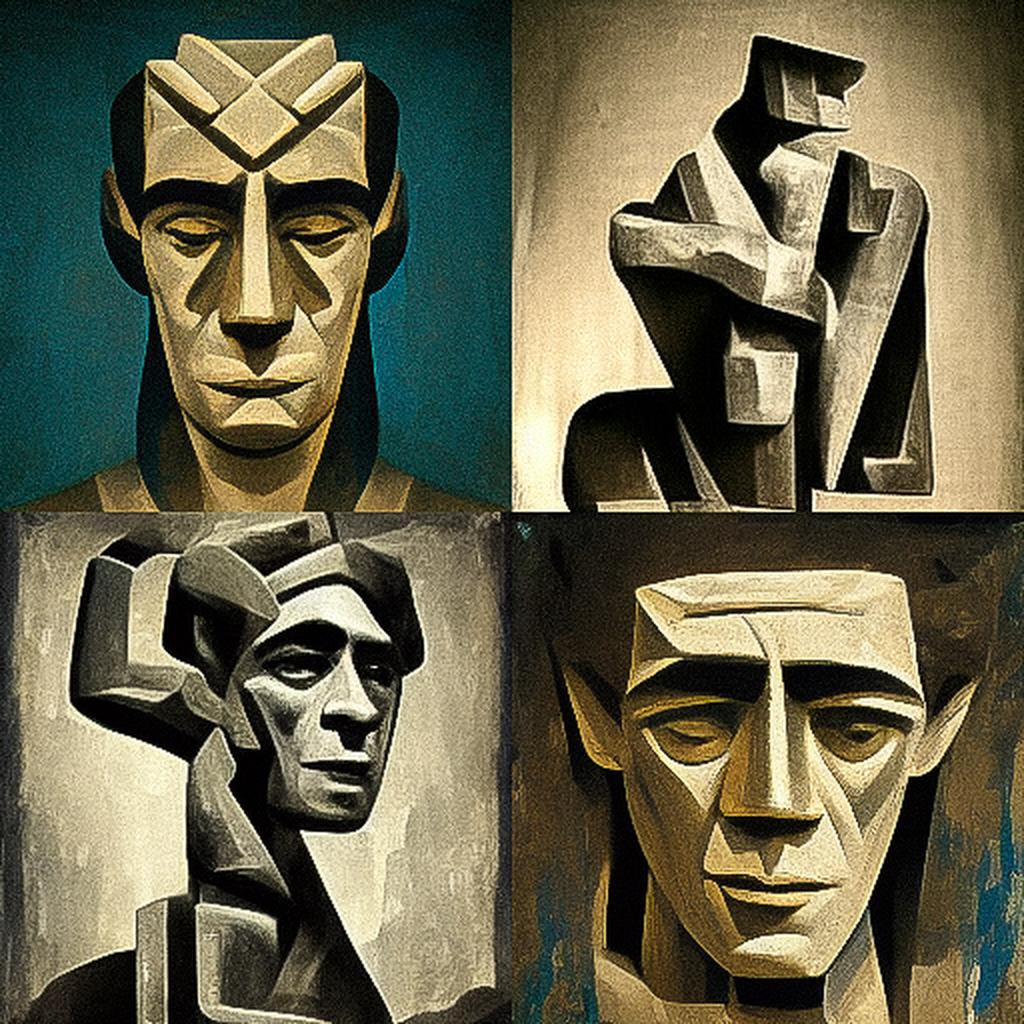 Ossip Zadkine style, Midjourney V3, render 1 of 4