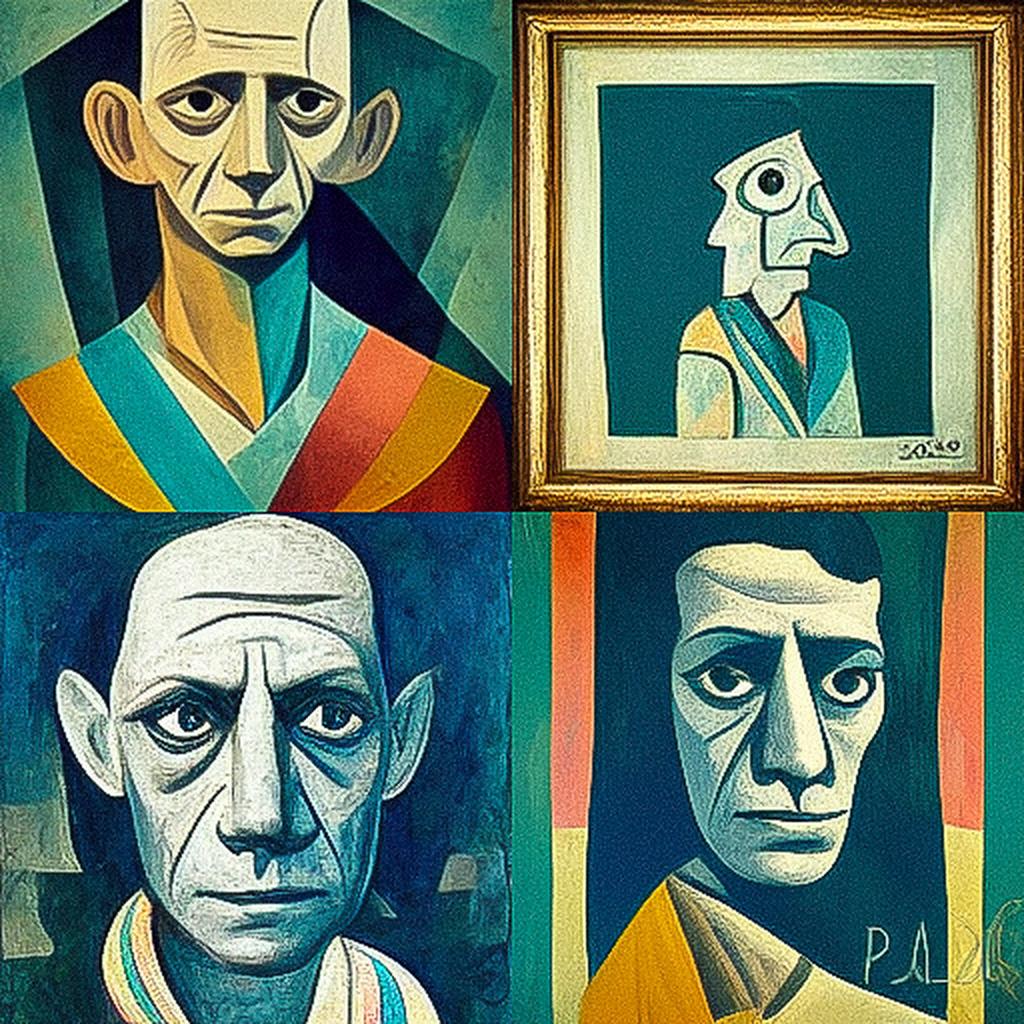 Pablo Picasso style, Midjourney V3, render 1 of 4