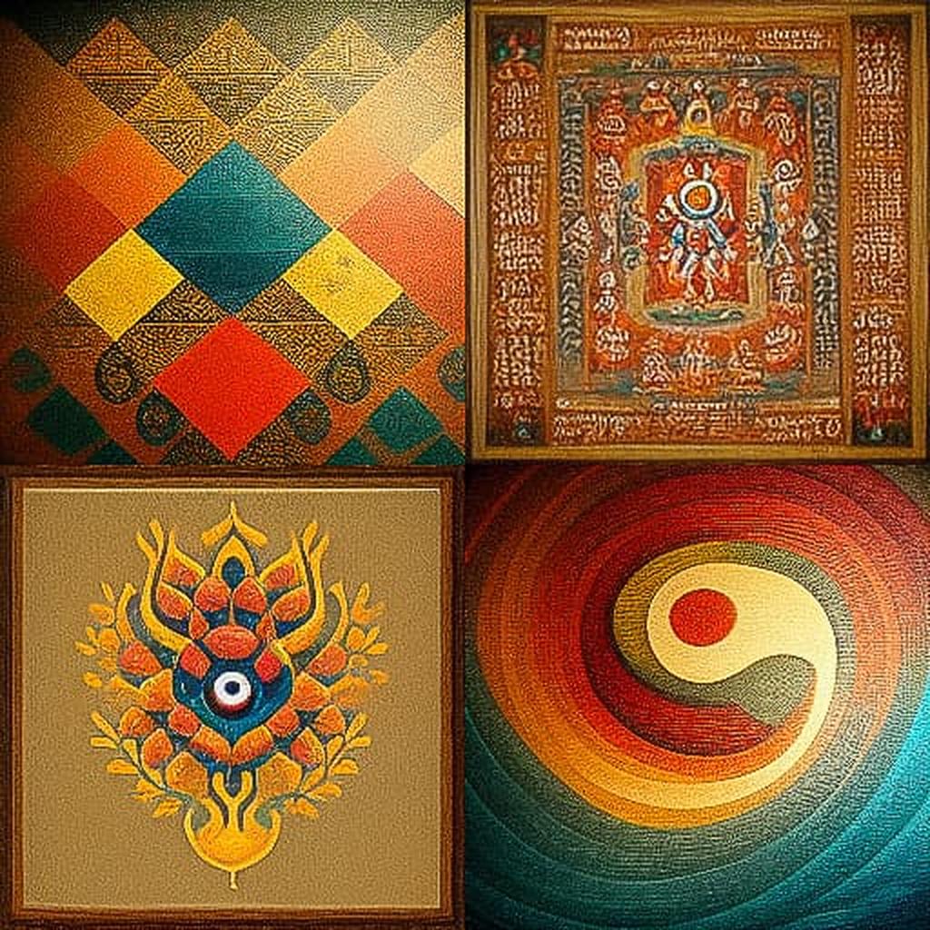 Patachitra painting style, Midjourney V3, render 1 of 4