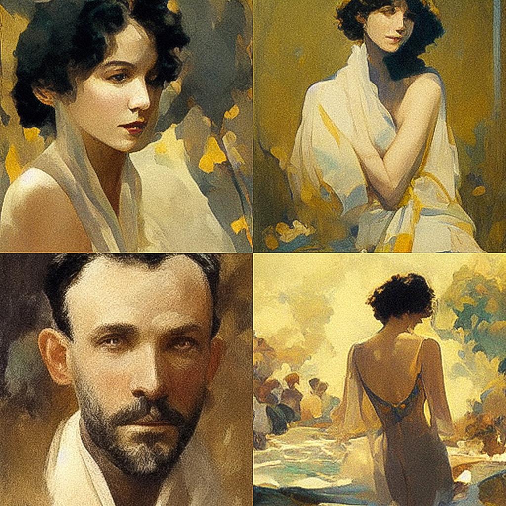 Paul Chabas style, Midjourney V3, render 1 of 4