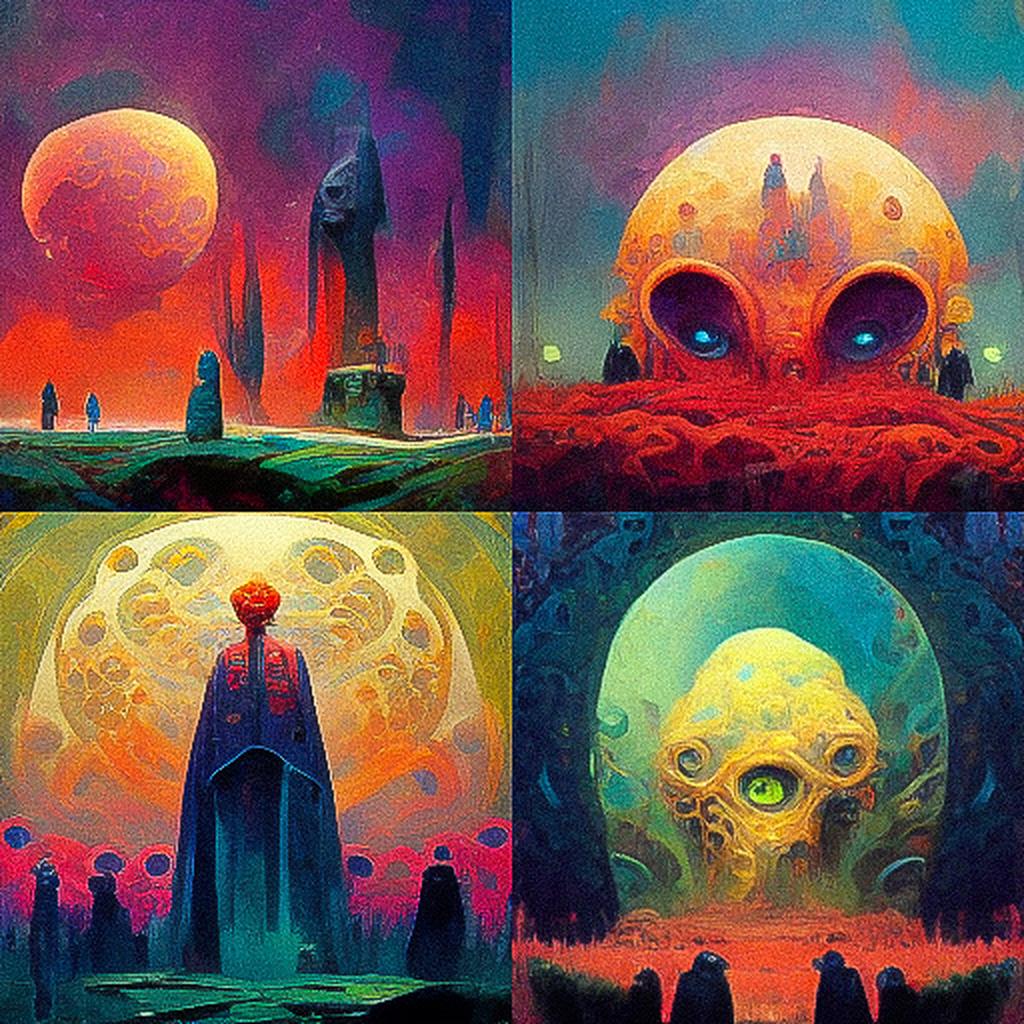 Paul Lehr style, Midjourney V3, render 1 of 4