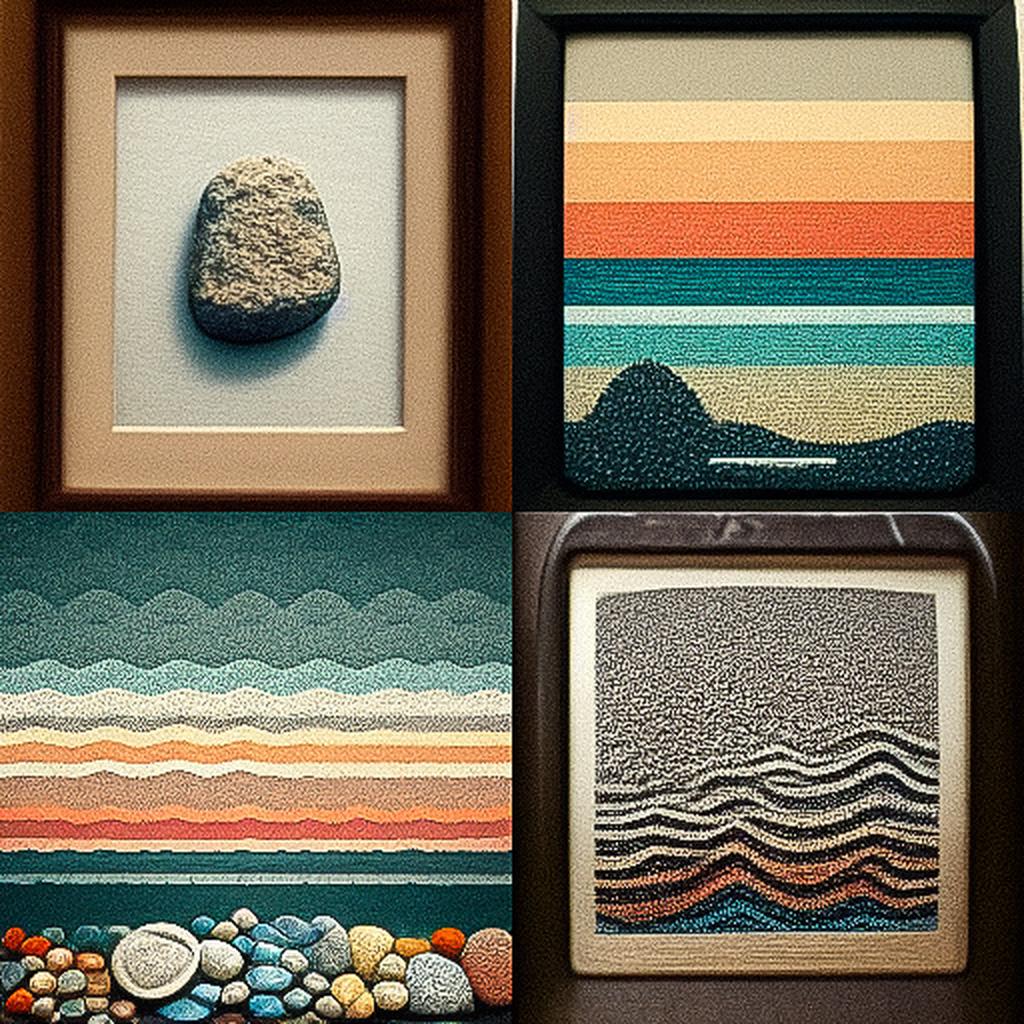 Pebble art style, Midjourney V3, render 1 of 4
