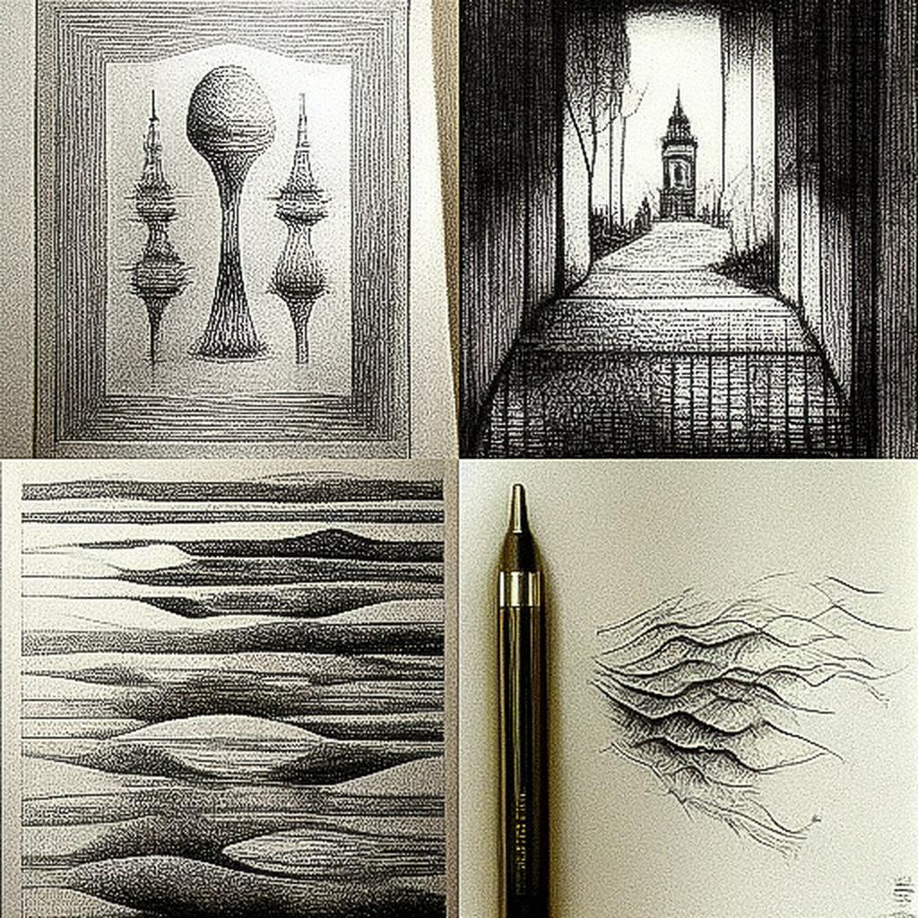 Pen drawing style, Midjourney V3, render 1 of 4