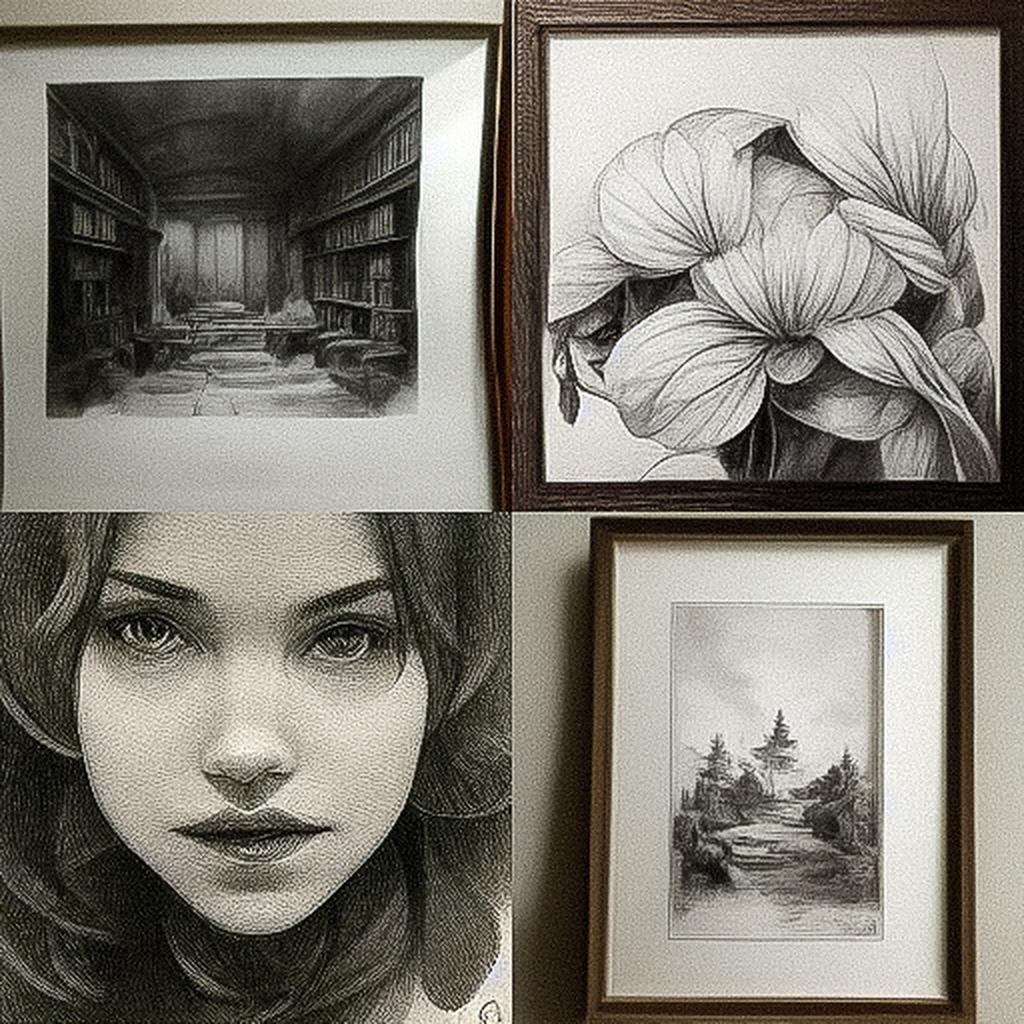 Pencil drawing style, Midjourney V3, render 1 of 4