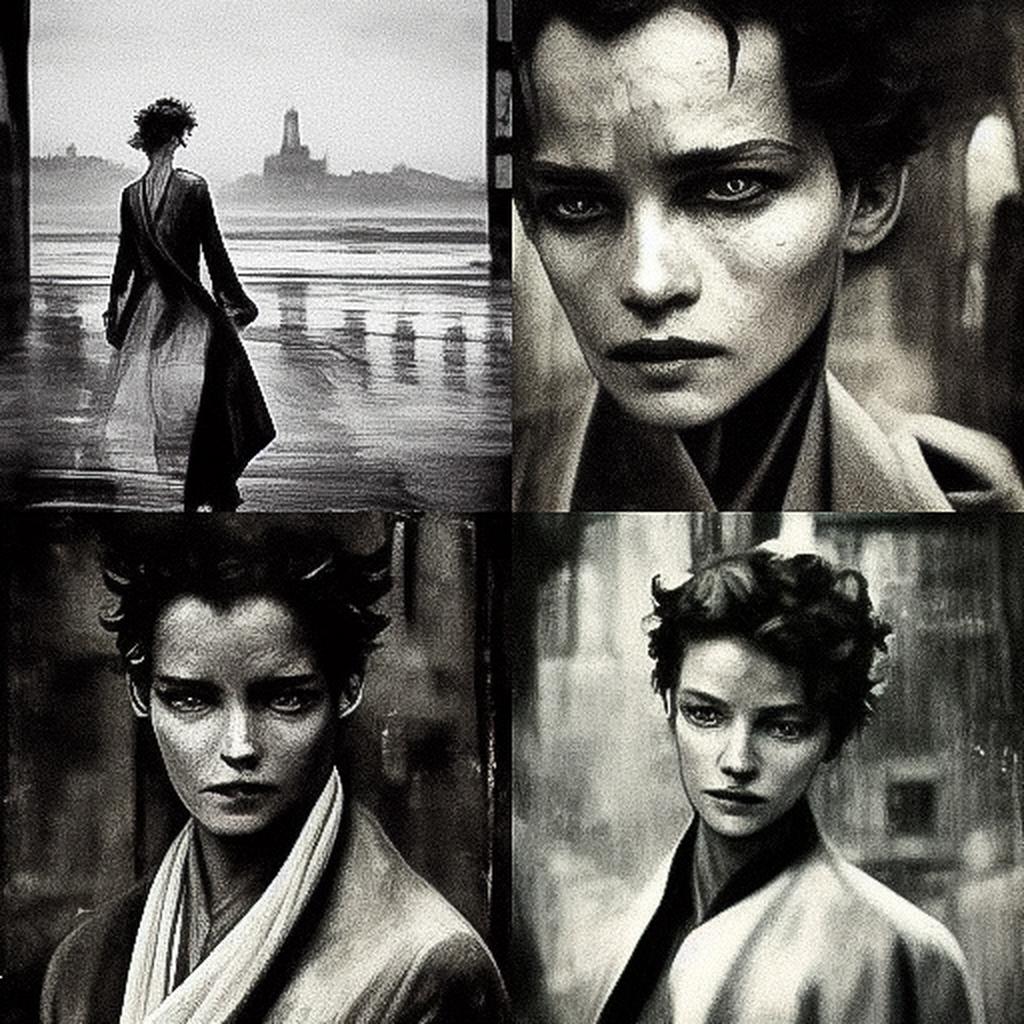 Peter Lindbergh style, Midjourney V3, render 1 of 4