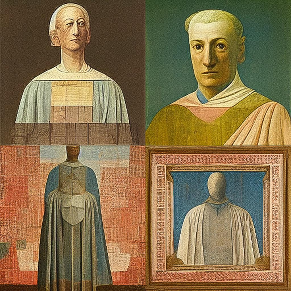 Piero della Francesca style, Midjourney V3, render 1 of 4
