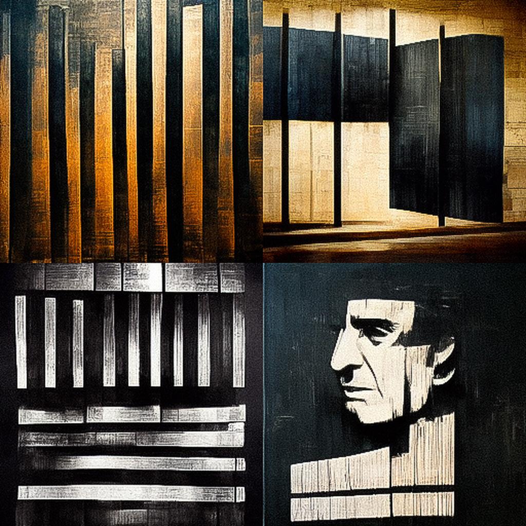 Pierre Soulages style, Midjourney V3, render 1 of 4
