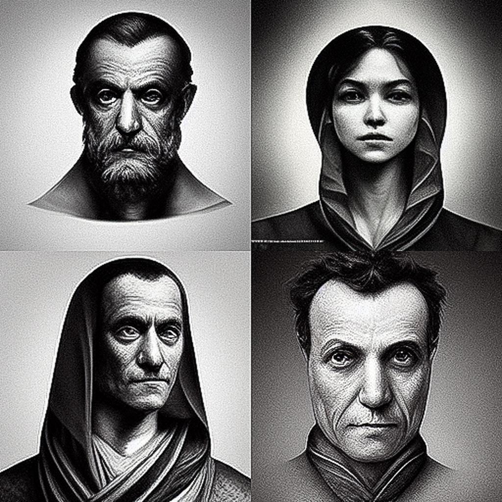 Platon style, Midjourney V3, render 1 of 4