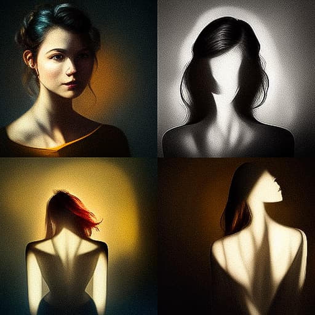 Portrait shot with back lighting style, Midjourney V3, render 1 of 4