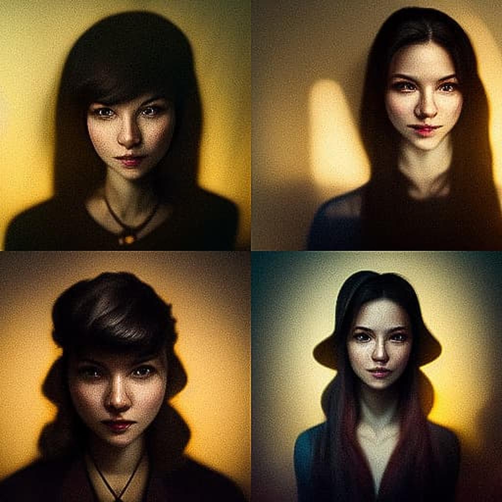 Portrait shot with side lighting style, Midjourney V3, render 1 of 4