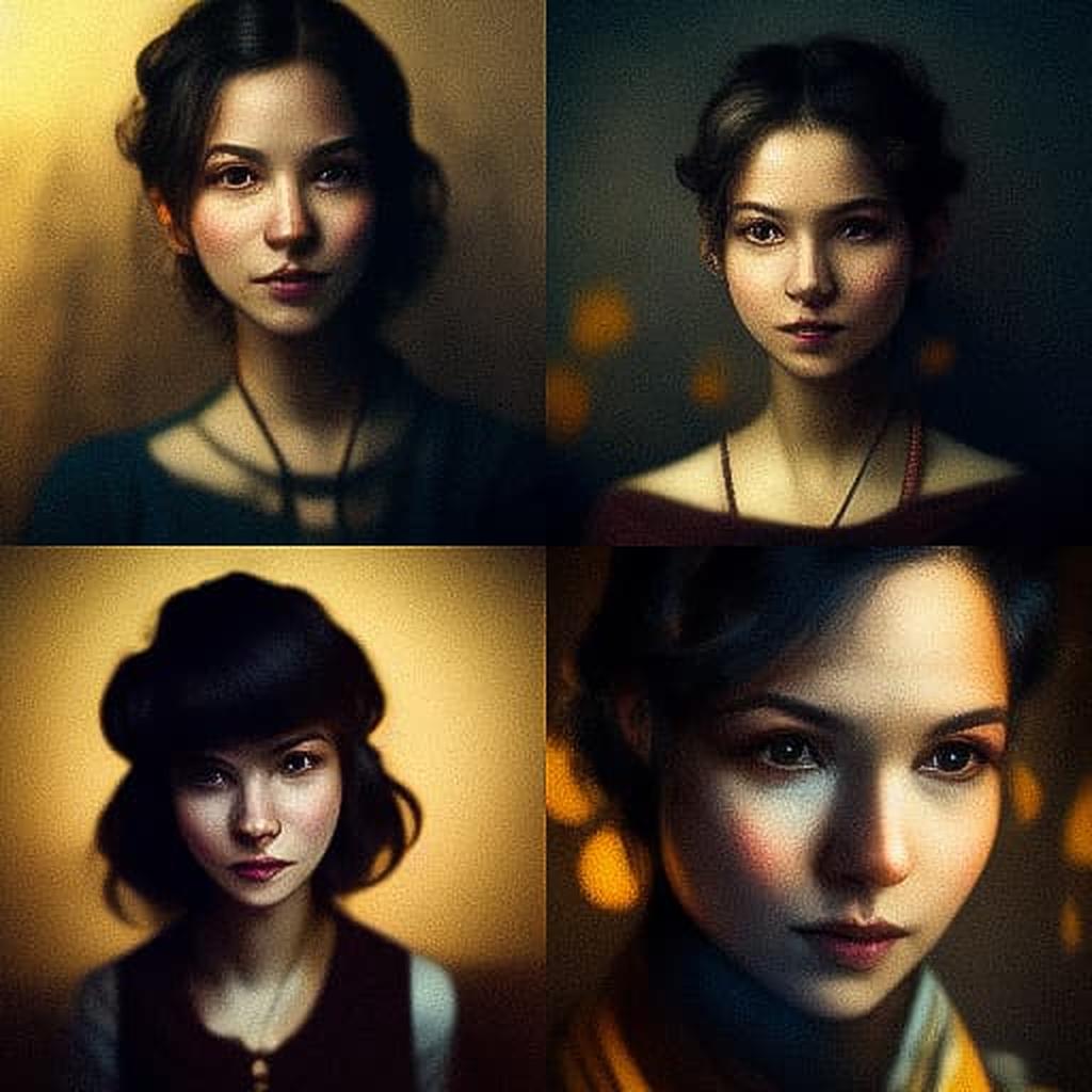 Portrait shot with soft lighting style, Midjourney V3, render 1 of 4