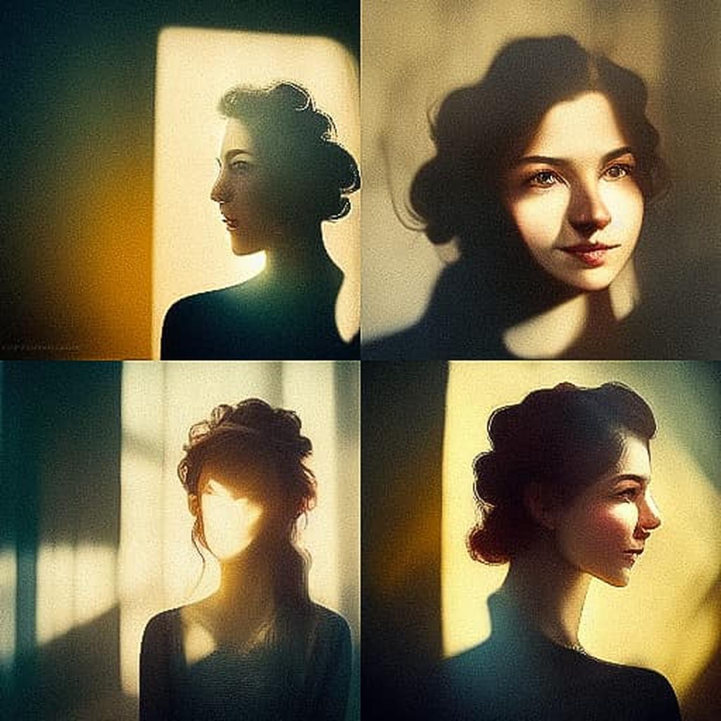 Portrait shot with sunlight style, Midjourney V3, render 1 of 4