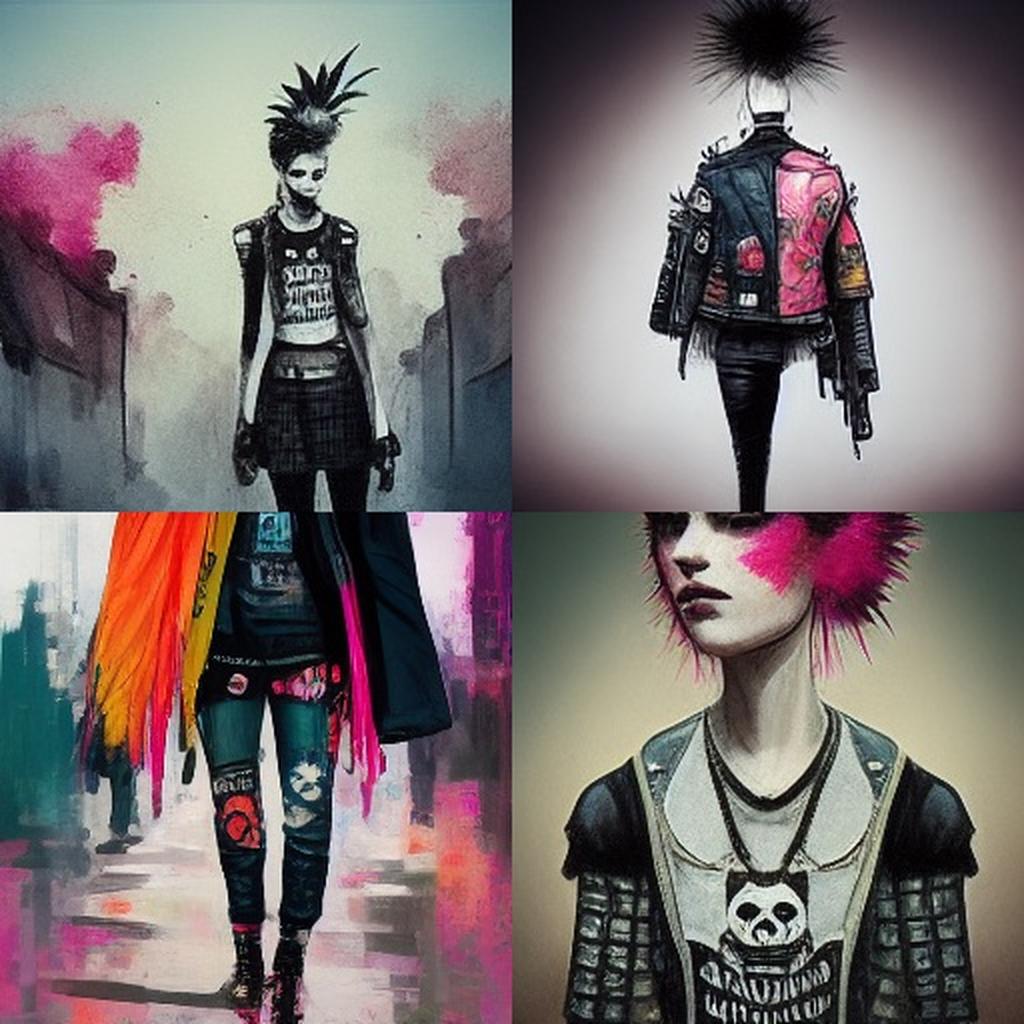Punk fashion style, Midjourney V3, render 1 of 4