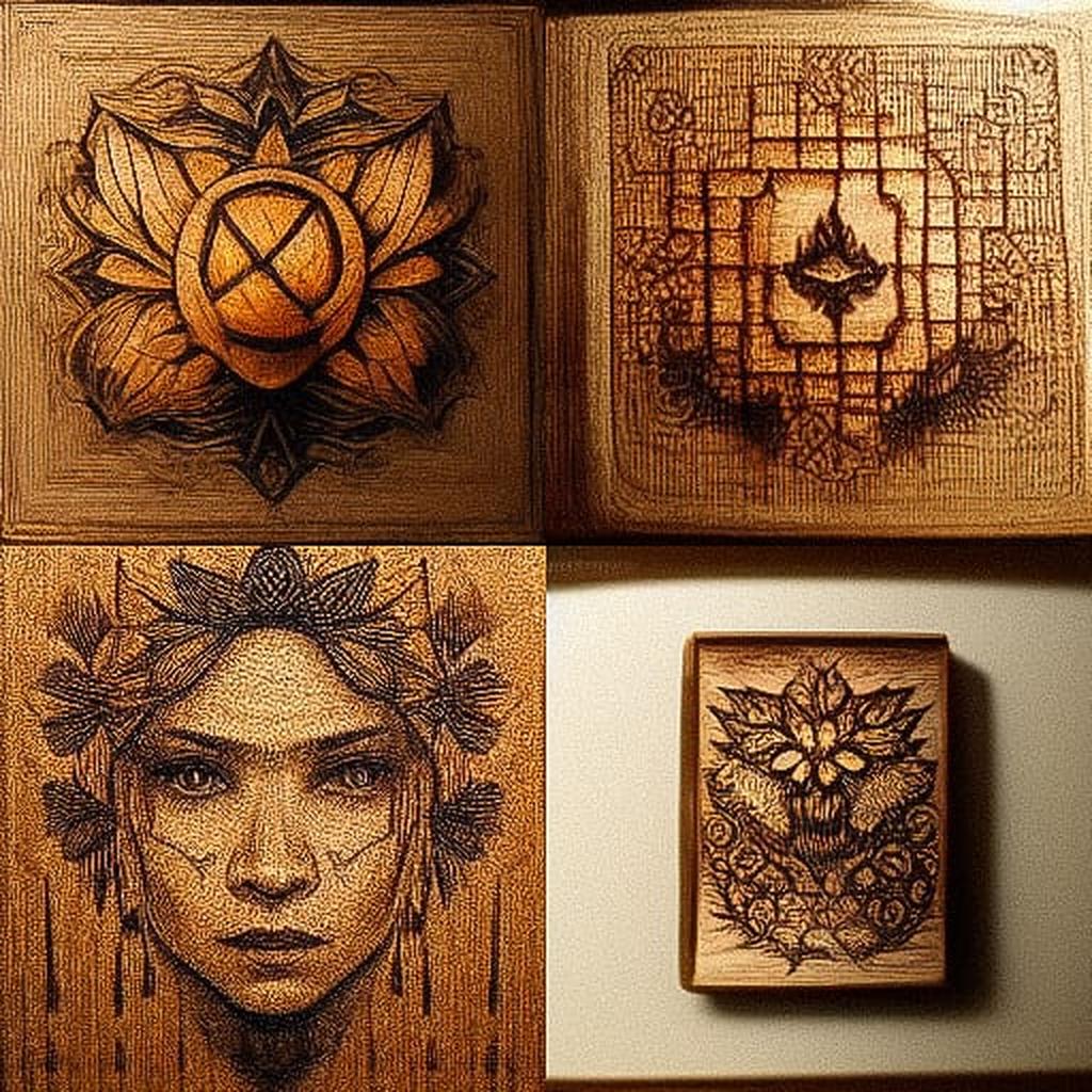 Pyrography style, Midjourney V3, render 1 of 4
