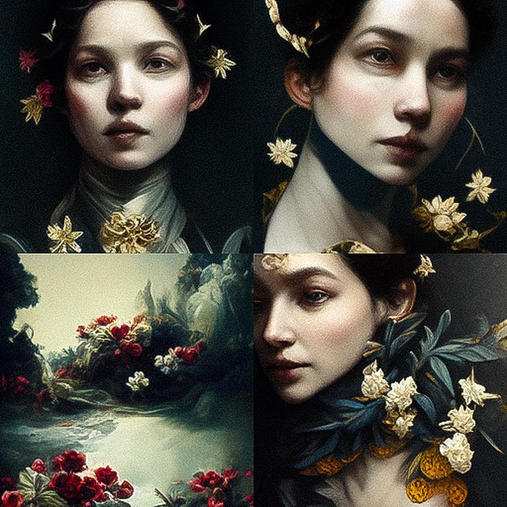 Rachel Ruysch style, Midjourney V3, render 1 of 4