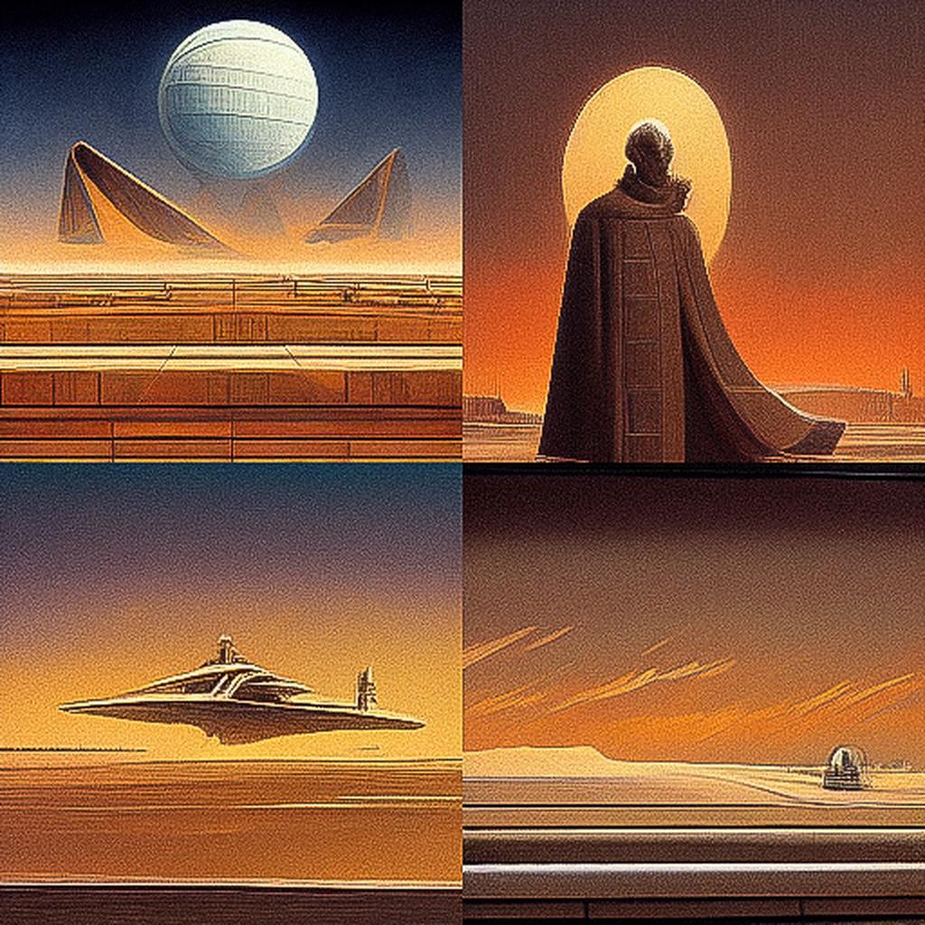 Ralph McQuarrie style, Midjourney V3, render 1 of 4
