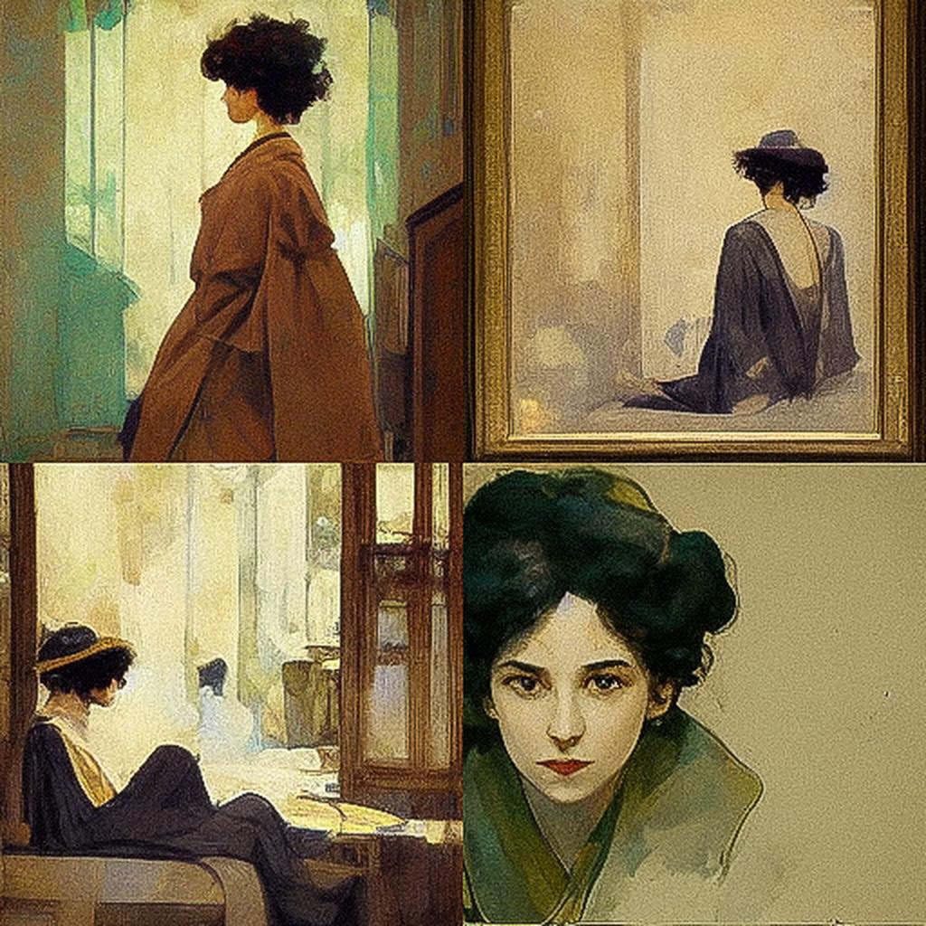 Ramon Casas style, Midjourney V3, render 1 of 4