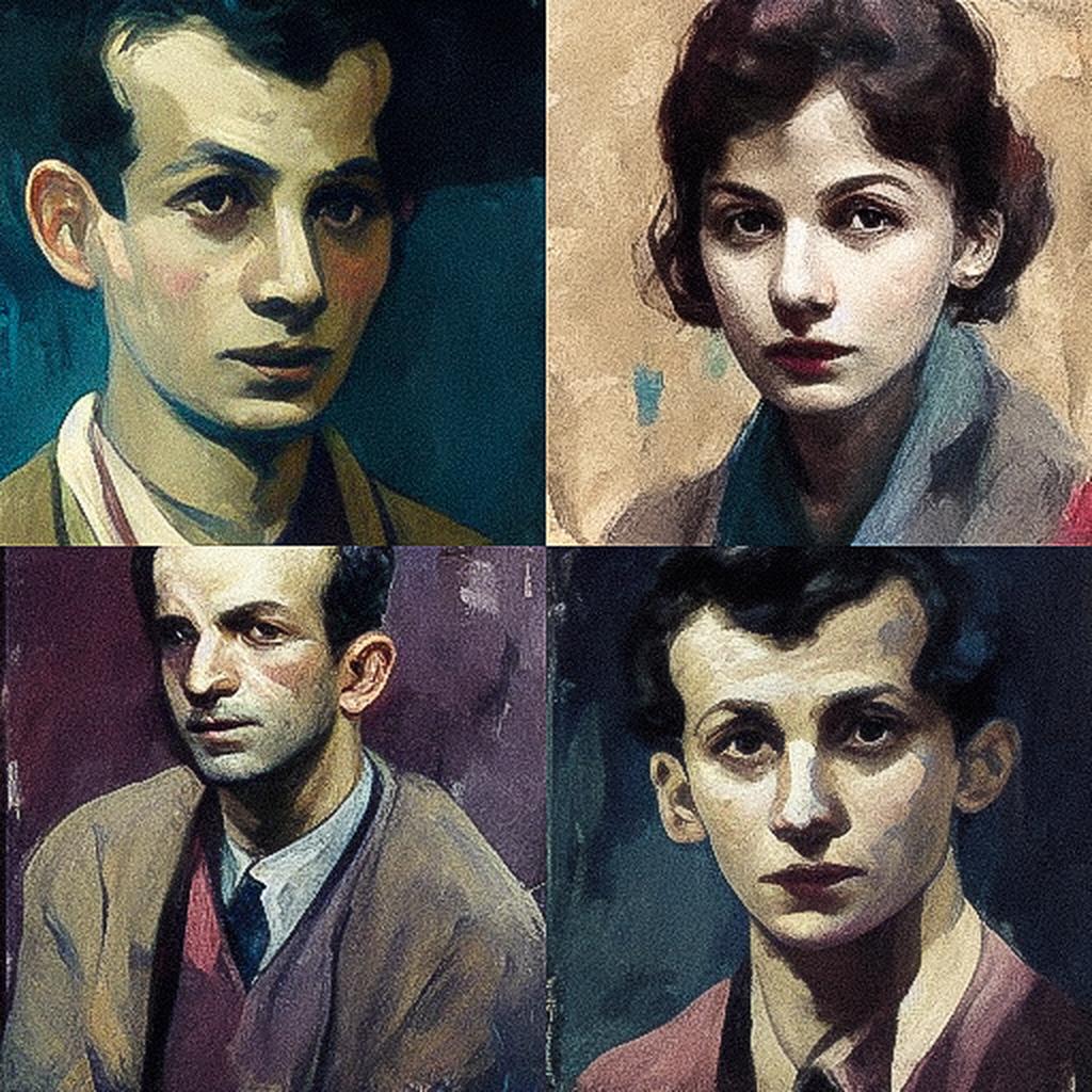 Raphael Soyer style, Midjourney V3, render 1 of 4