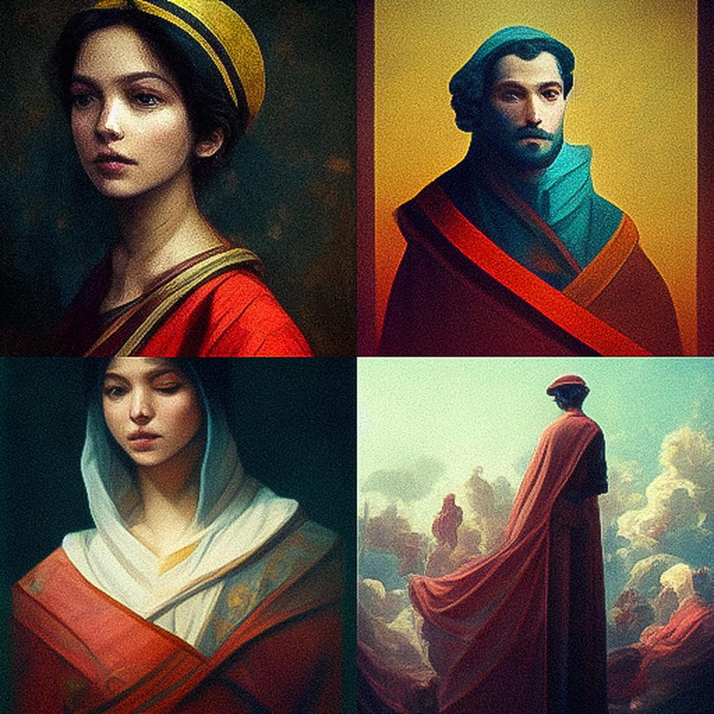 Raphael style, Midjourney V3, render 1 of 4
