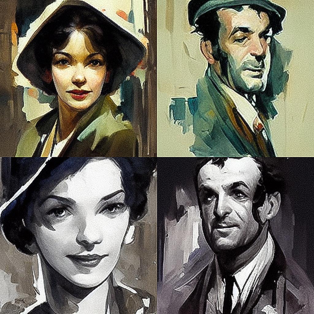 Raymond Leech style, Midjourney V3, render 1 of 4