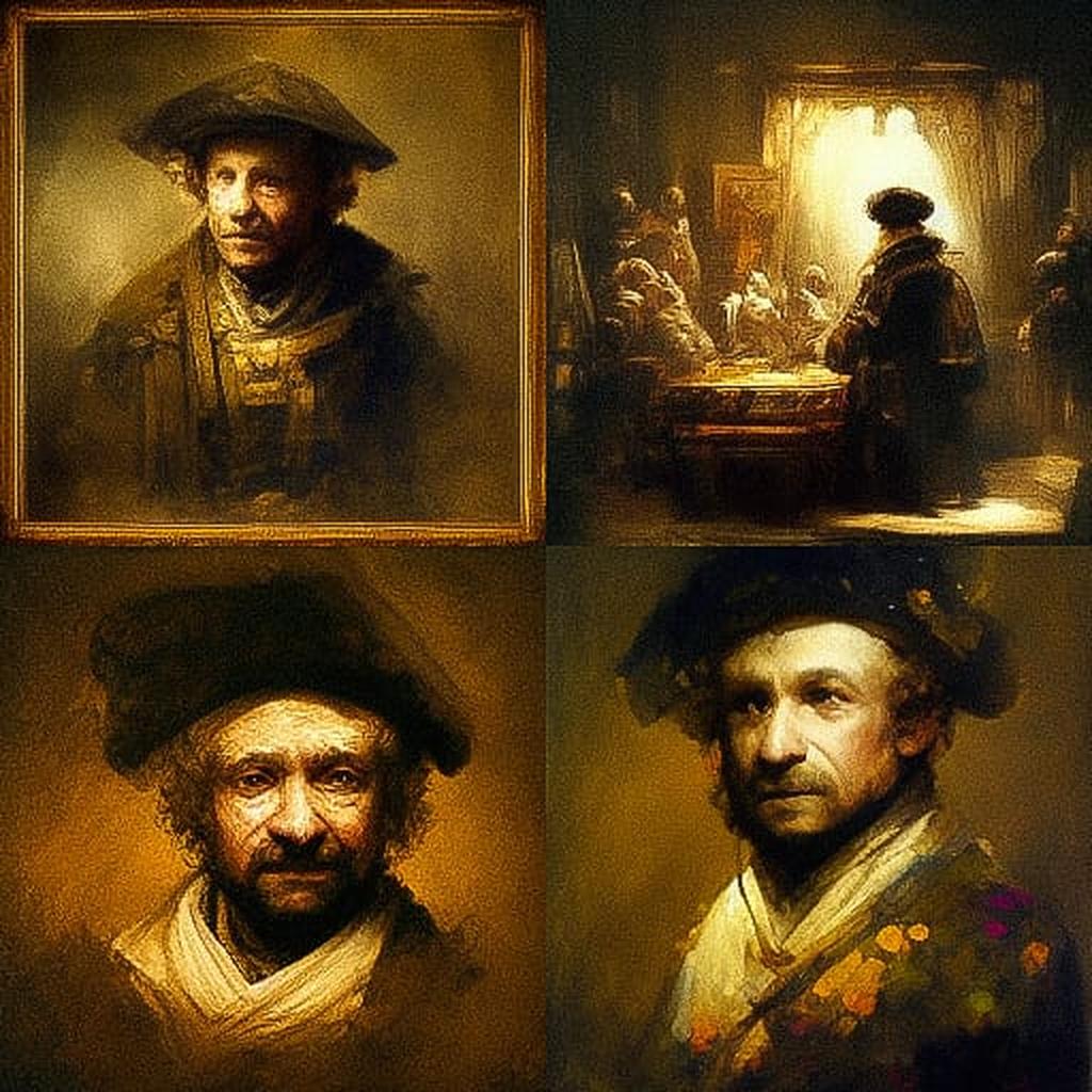 Rembrandt style, Midjourney V3, render 1 of 4