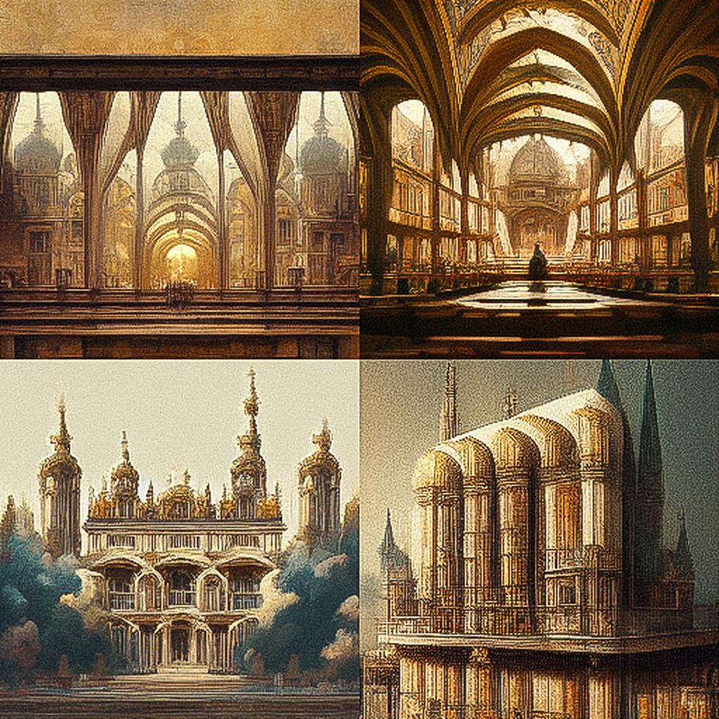 Renaissance architecture style, Midjourney V3, render 1 of 4