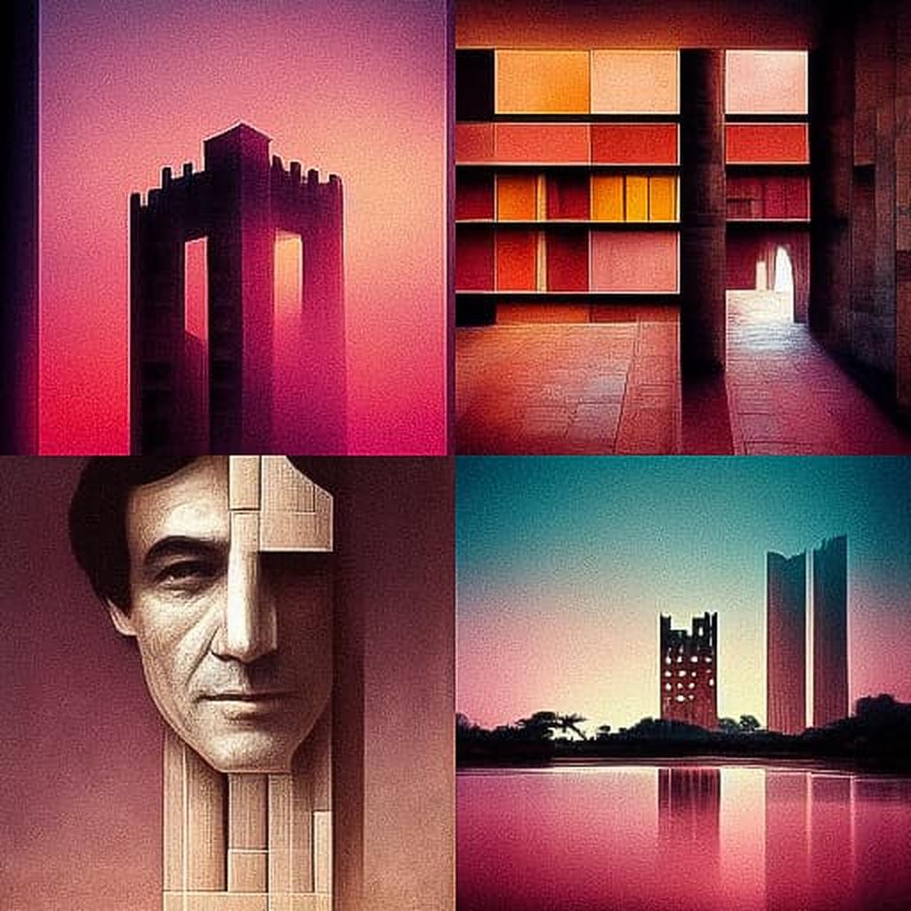 Ricardo Bofill style, Midjourney V3, render 1 of 4