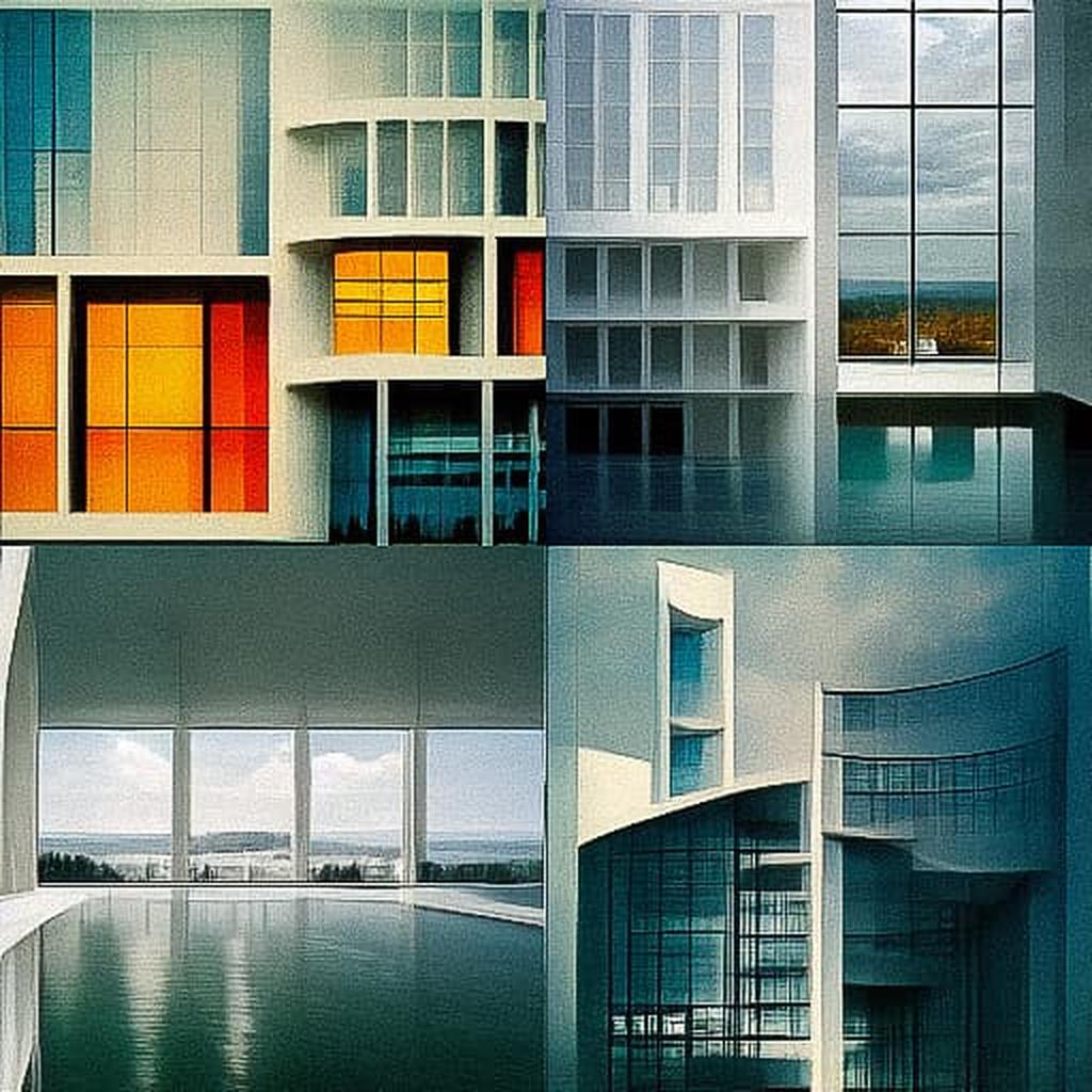 Richard Meier style, Midjourney V3, render 1 of 4