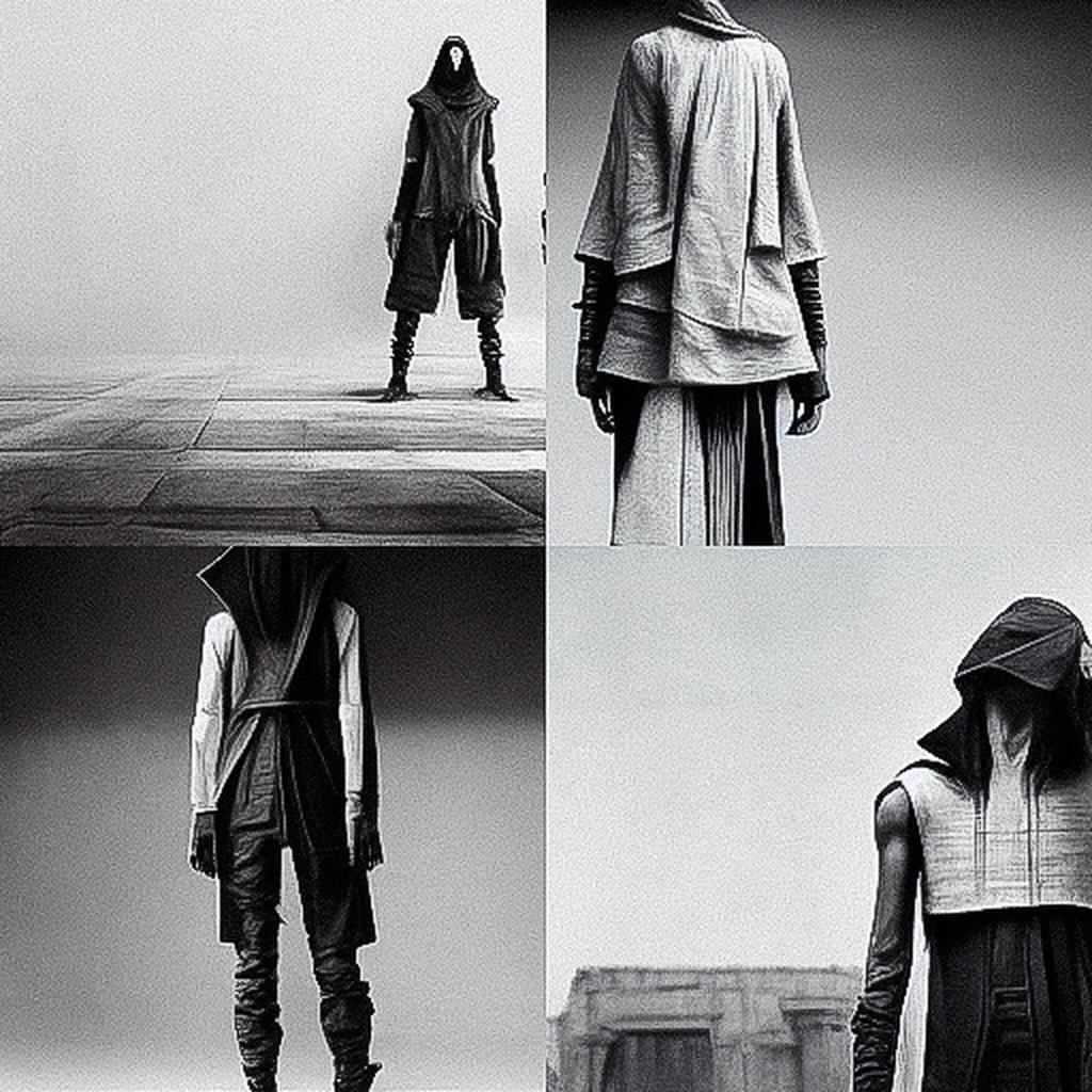 Rick Owens style, Midjourney V3, render 1 of 4
