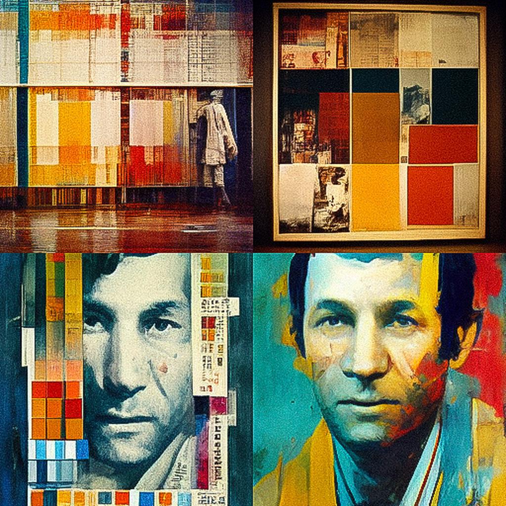 Robert Rauschenberg style, Midjourney V3, render 1 of 4