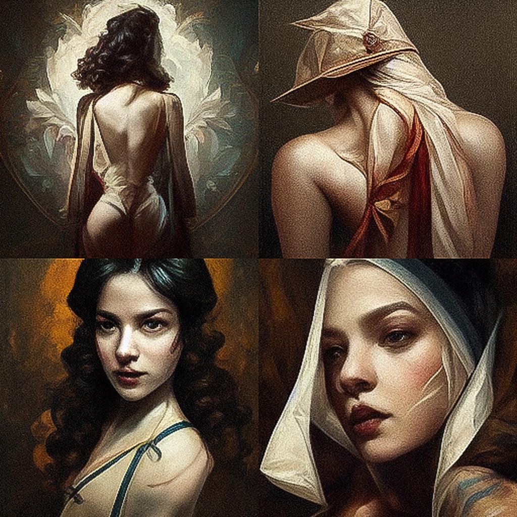 Roberto Ferri style, Midjourney V3, render 1 of 4