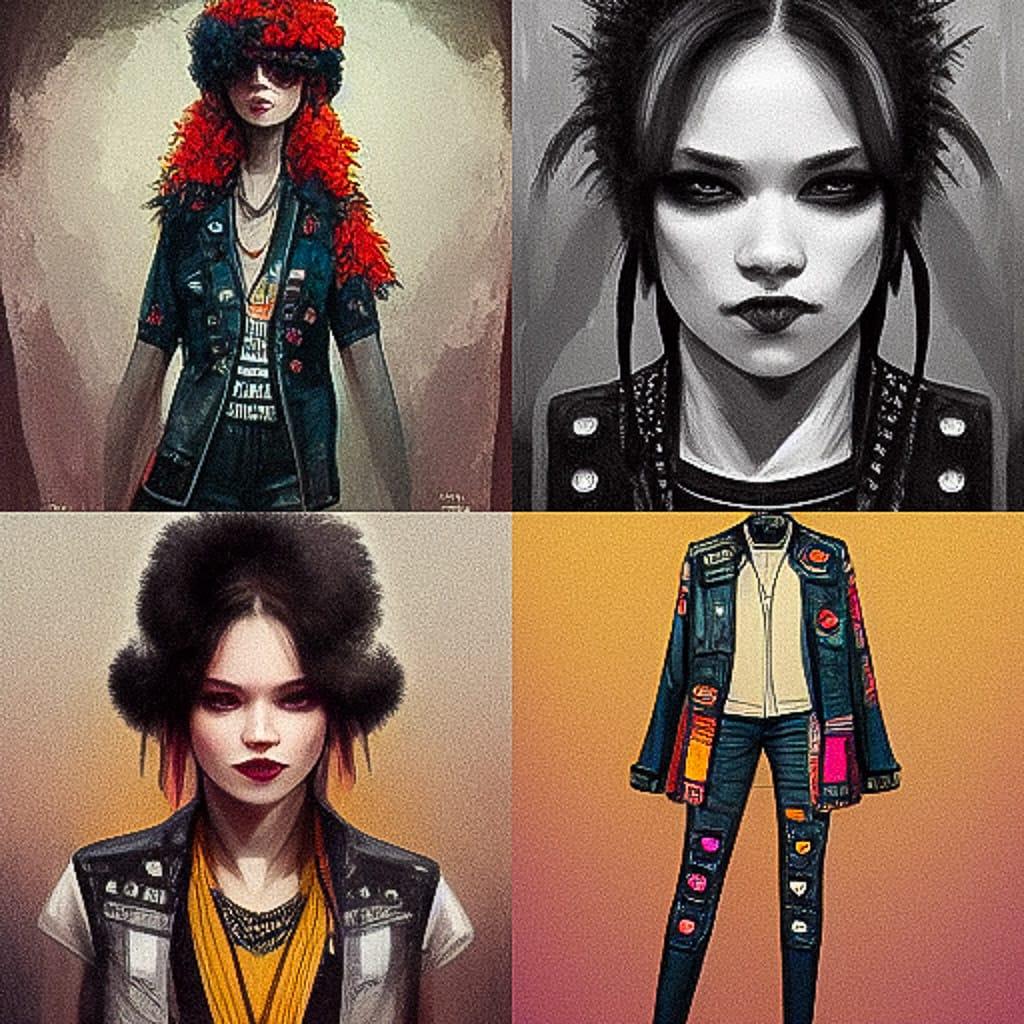 Rocker fashion style, Midjourney V3, render 1 of 4