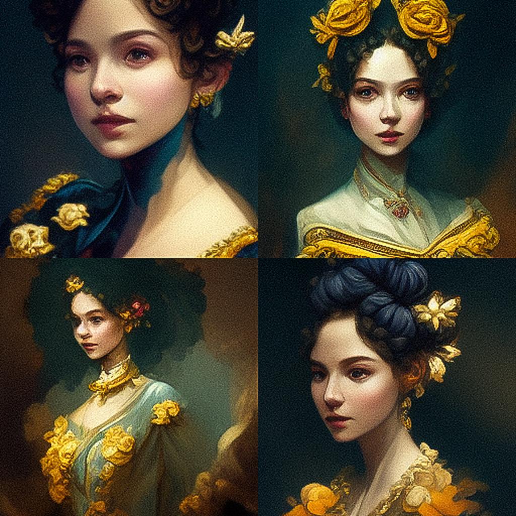 Rococo style, Midjourney V3, render 1 of 4
