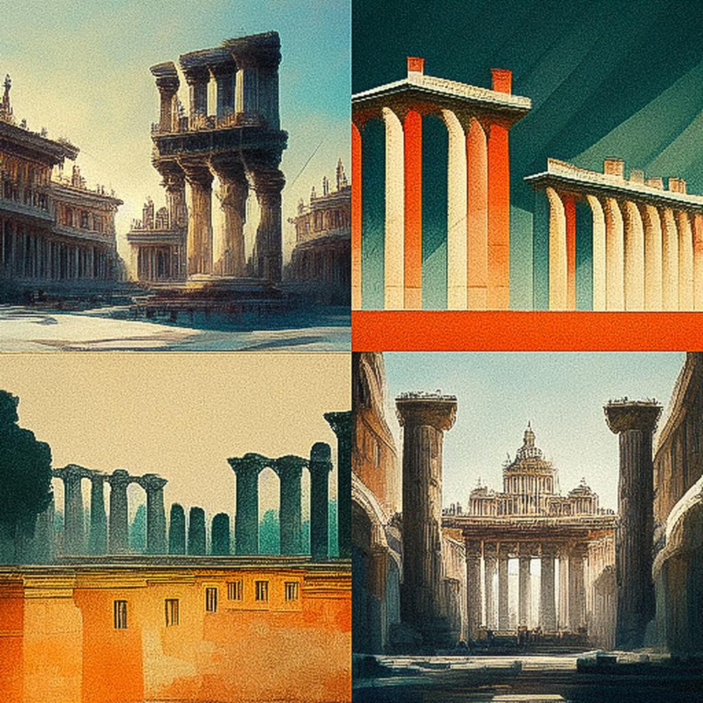 Roman architecture style, Midjourney V3, render 1 of 4