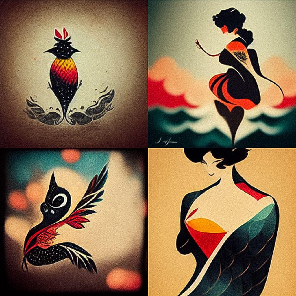 Sailor Jerry style, Midjourney V3, render 1 of 4