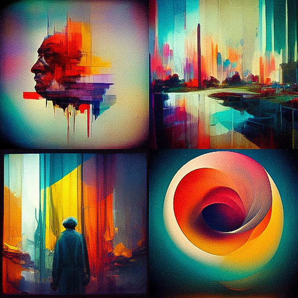 Sam Gilliam style, Midjourney V3, render 1 of 4