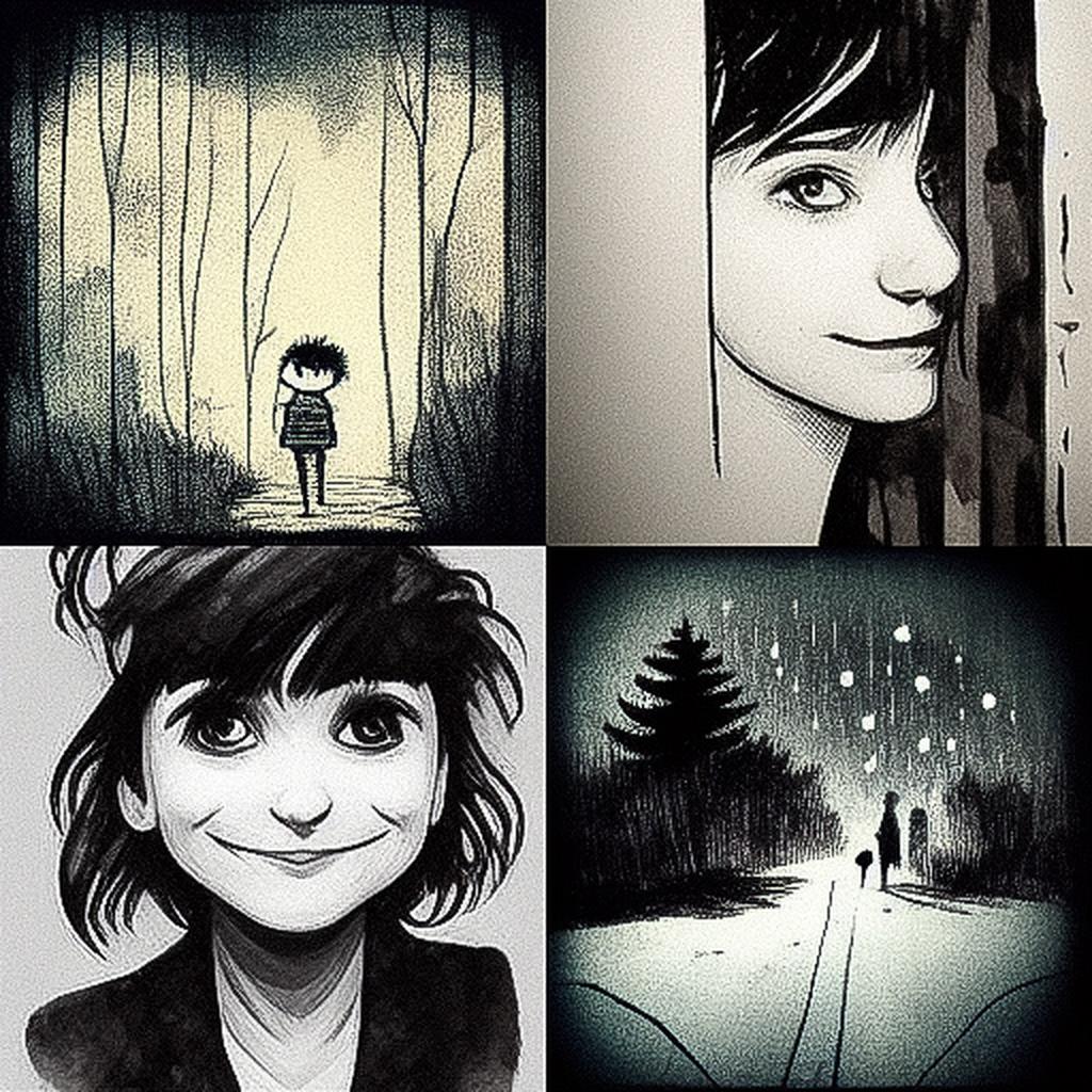 Sarah Andersen style, Midjourney V3, render 1 of 4