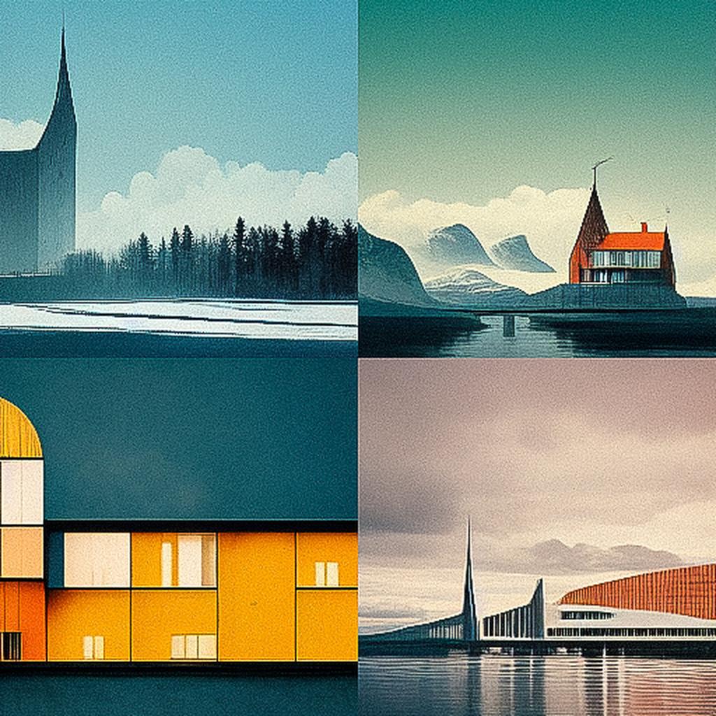 Scandinavian architecture style, Midjourney V3, render 1 of 4