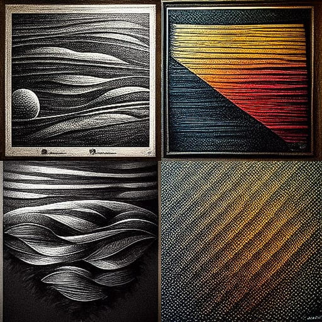 Scratchboard art style, Midjourney V3, render 1 of 4