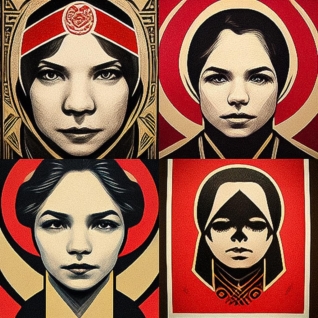 Shepard Fairey style, Midjourney V3, render 1 of 4